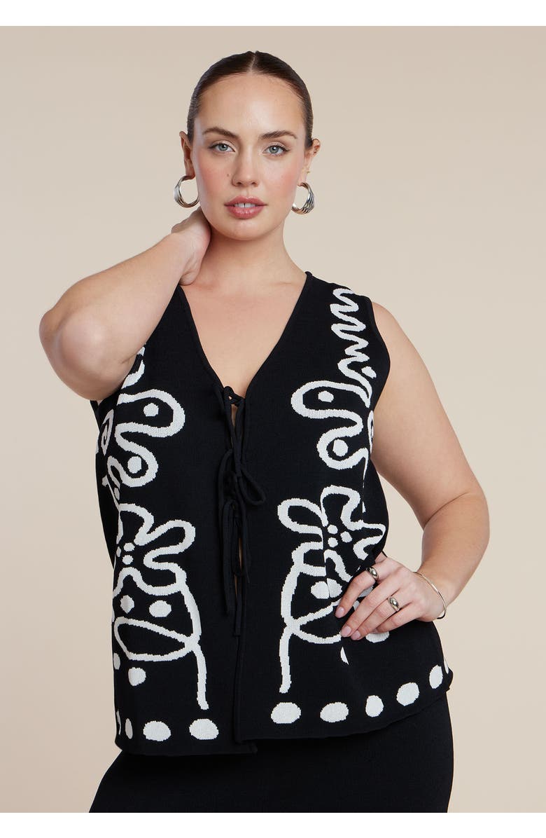 ELOQUII Intarsia Sweater Vest, Alternate, color, Hot House Blooms