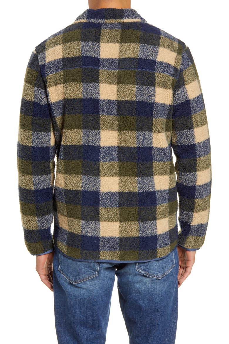 UGG Keefe High Pile Fleece Jacket, Alternate, color, OLIVE BUFFALO PLAID