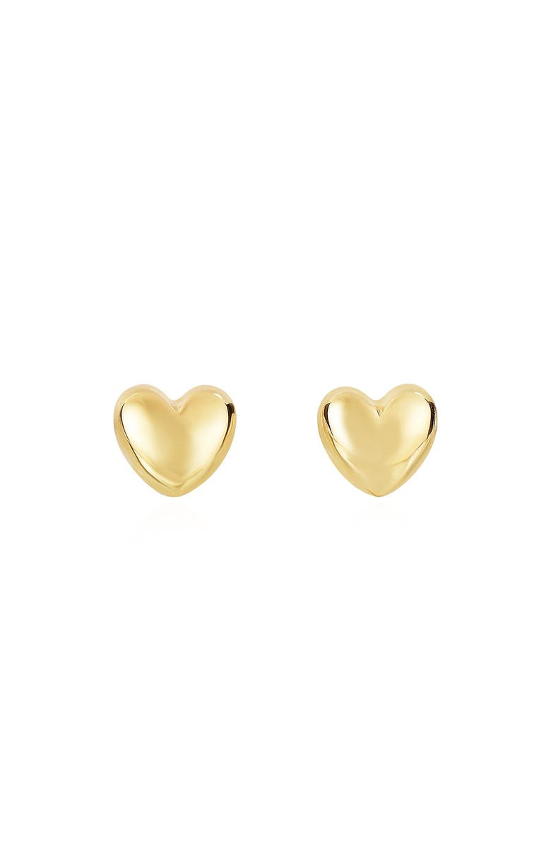The Lovery Fine Jewelry Puffy Gold Heart Stud Earrings, Main, color, Yellow Gold
