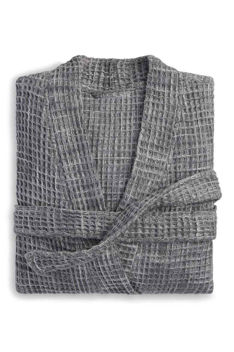 Gender Inclusive Waffle Knit Cotton Robe, Alternate, color, GREY