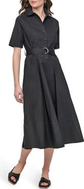 DKNY Jeans Short Sleeve Drop Waist Cotton Shirtdress