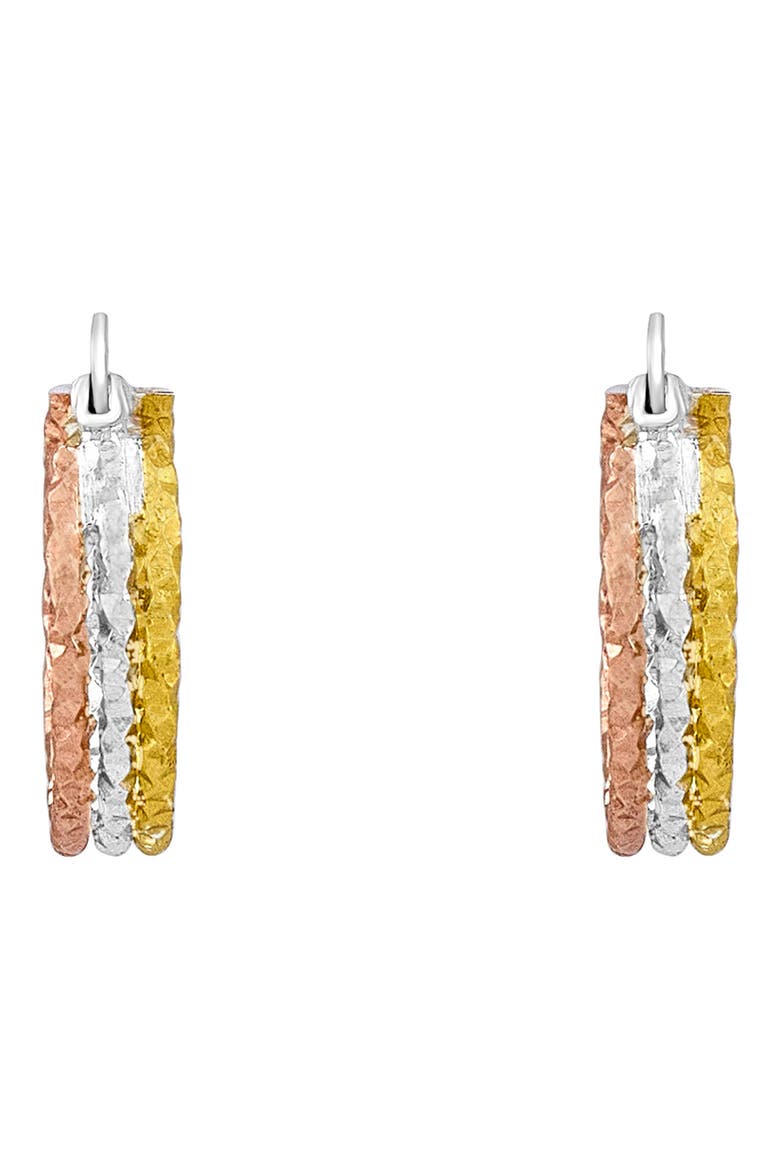 Tri-Tone Hammered Hoop Earrings, Alternate, color, TRITONE