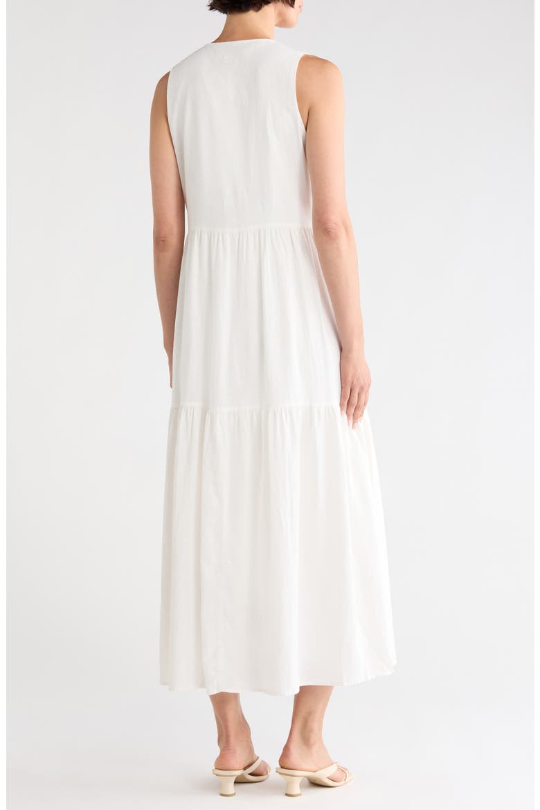 Sleeveless Tiered Linen Blend Maxi Dress, Alternate, color, IVORY
