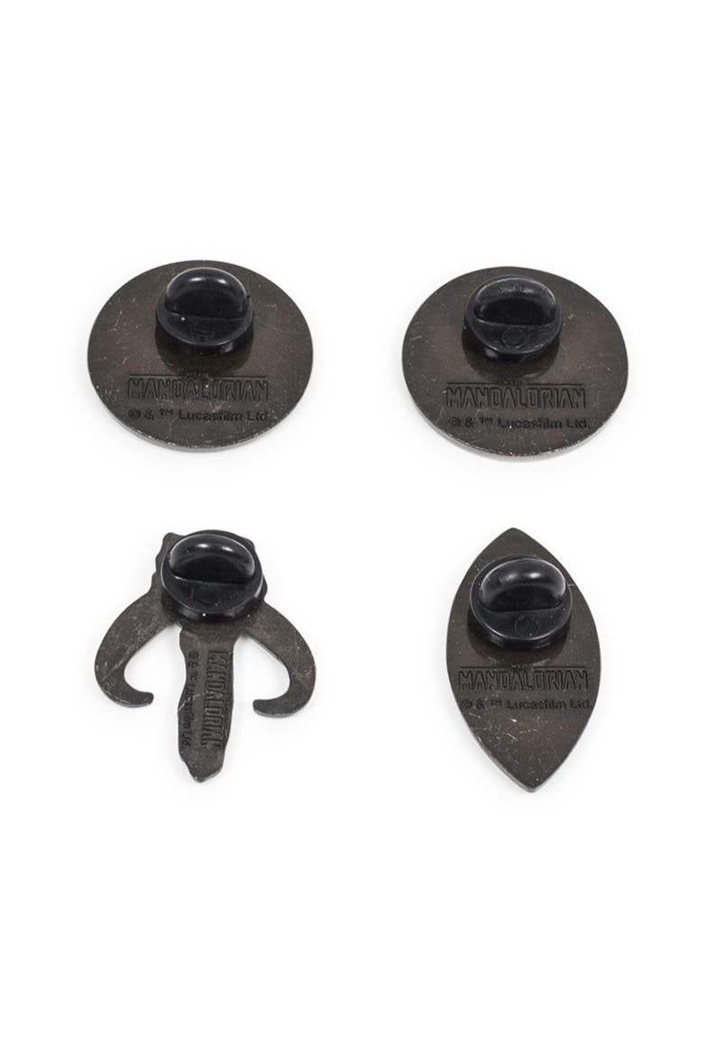 Star Wars The Mandalorian Symbols 4-Piece Enamel Pin Set | Base Metal Pins, Alternate, color, Silver