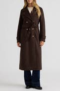 NVLT Faux Suede Double Breasted Longline Coat