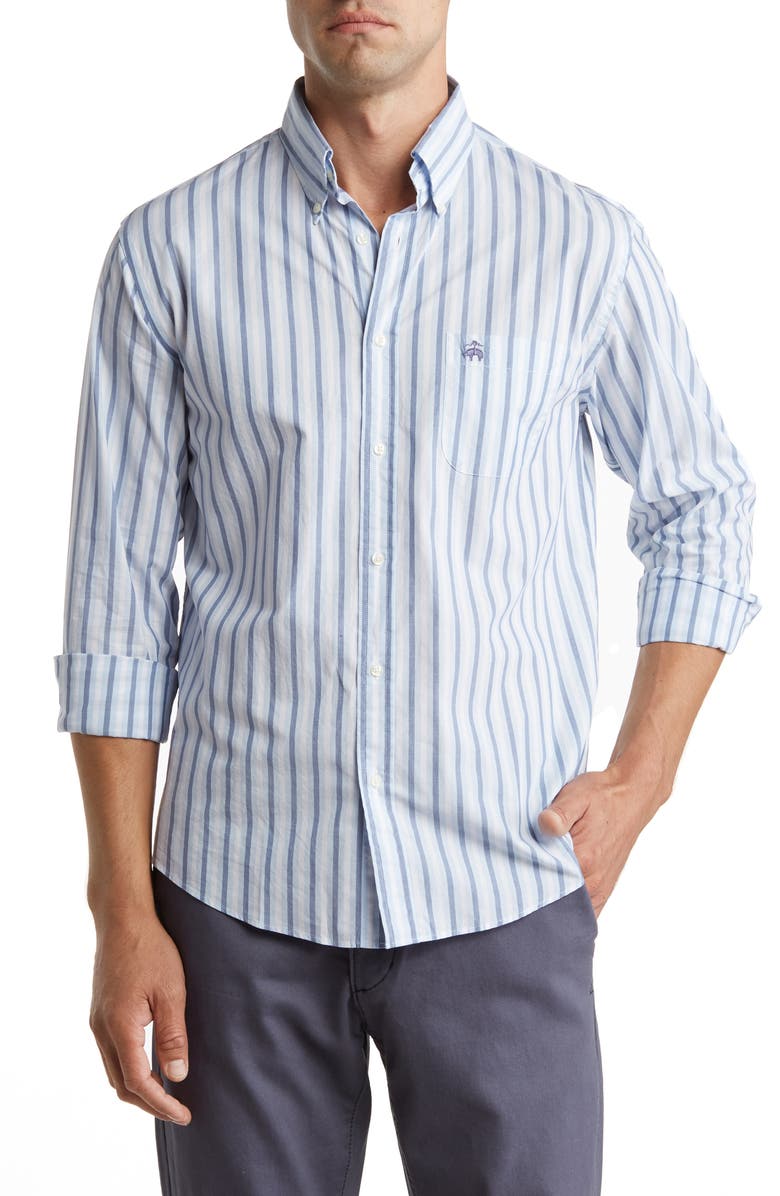 Brooks Brothers Stripe Cotton Regular Fit Dress Shirt, Main, color,