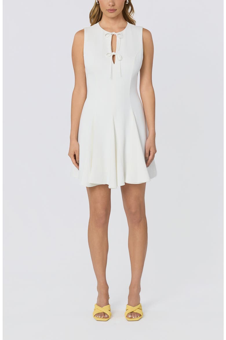 Tristan Tie Front Sleeveless Flare Dress, Main, color, WHITE