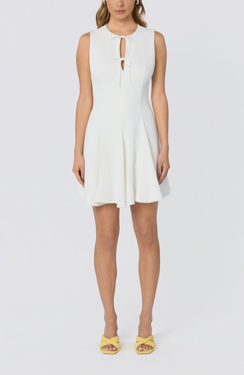 ASTR the Label Tristan Tie Front Sleeveless Flare Dress, Main, color, White