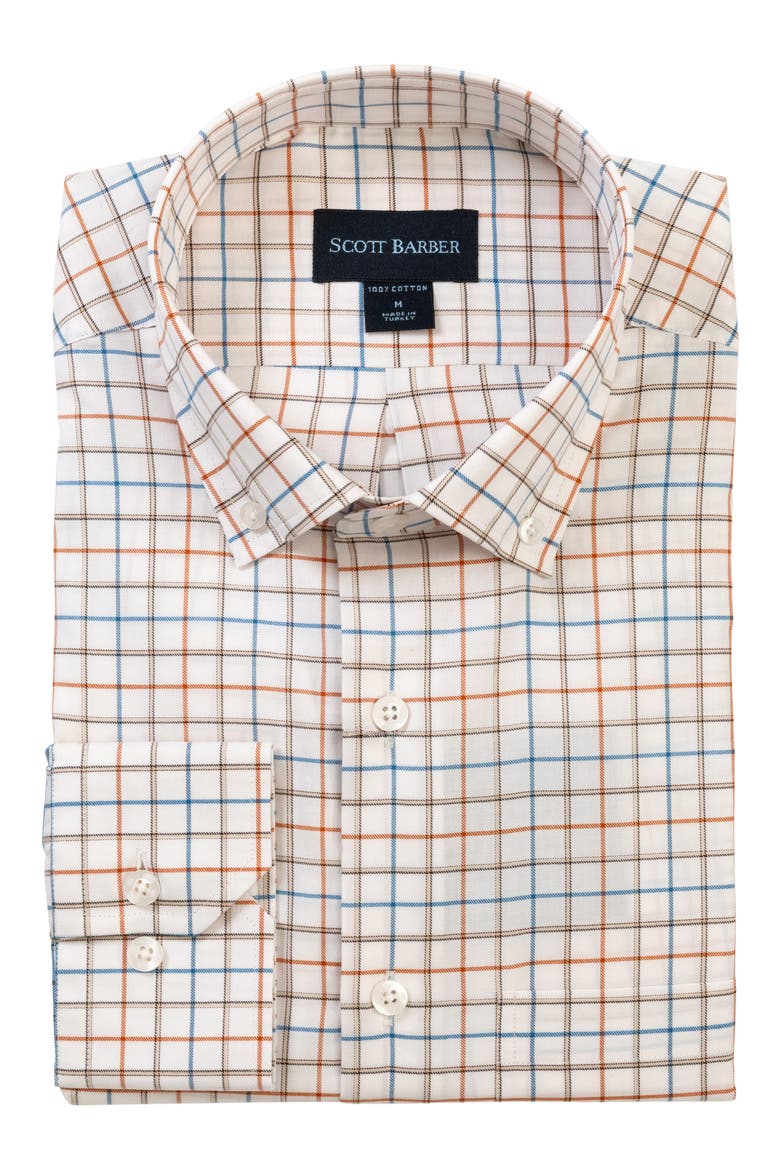 Windowpane Prep Cotton Twill Button-Down Shirt, Alternate, color, AUBURN