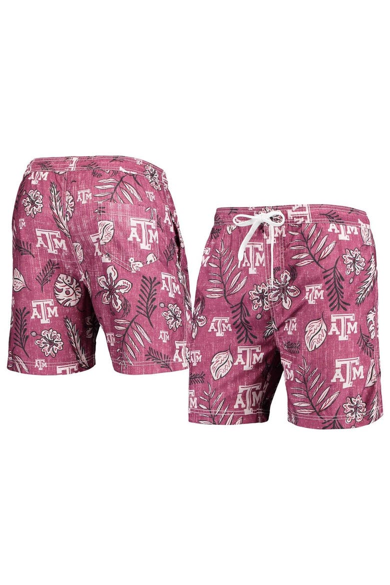 Men's Wes & Willy Maroon Texas A&M Aggies Vintage Floral Swim Trunks, Main, color, Maroon