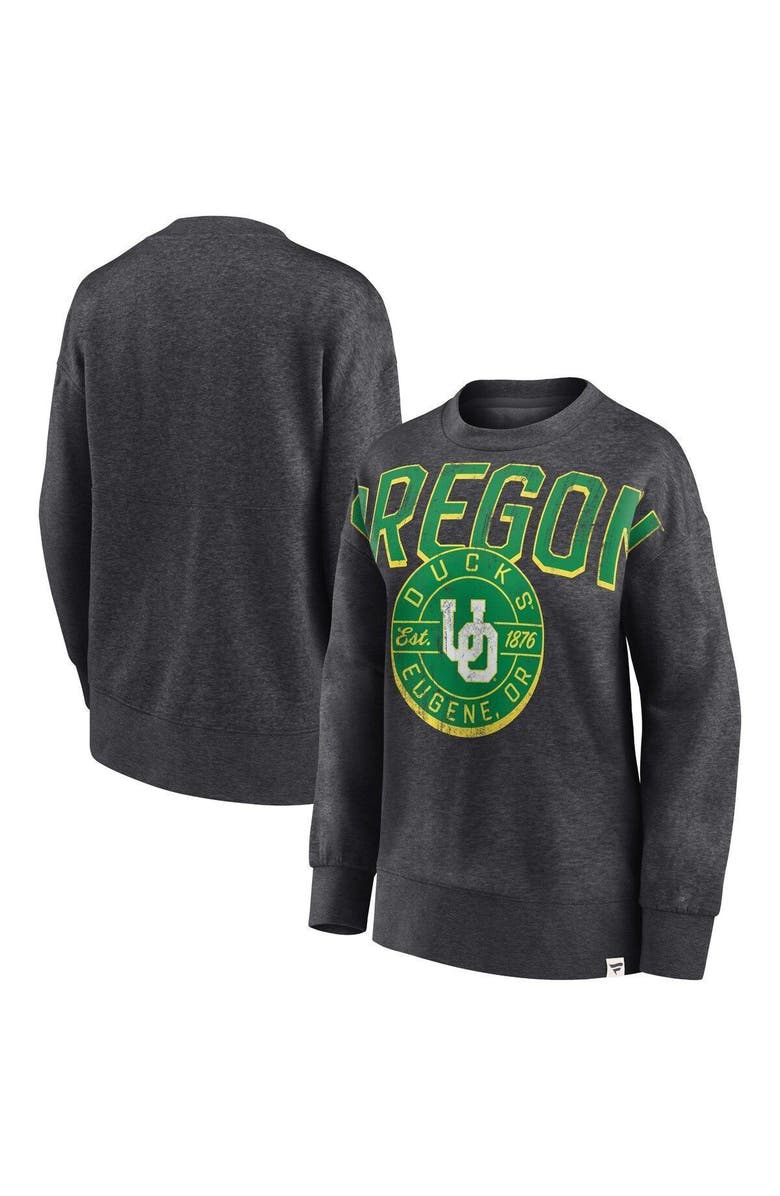 FANATICS Women's Fanatics Heathered Charcoal Oregon Ducks Jump Distribution Pullover Sweatshirt, Alternate, color, Heather Charcoal