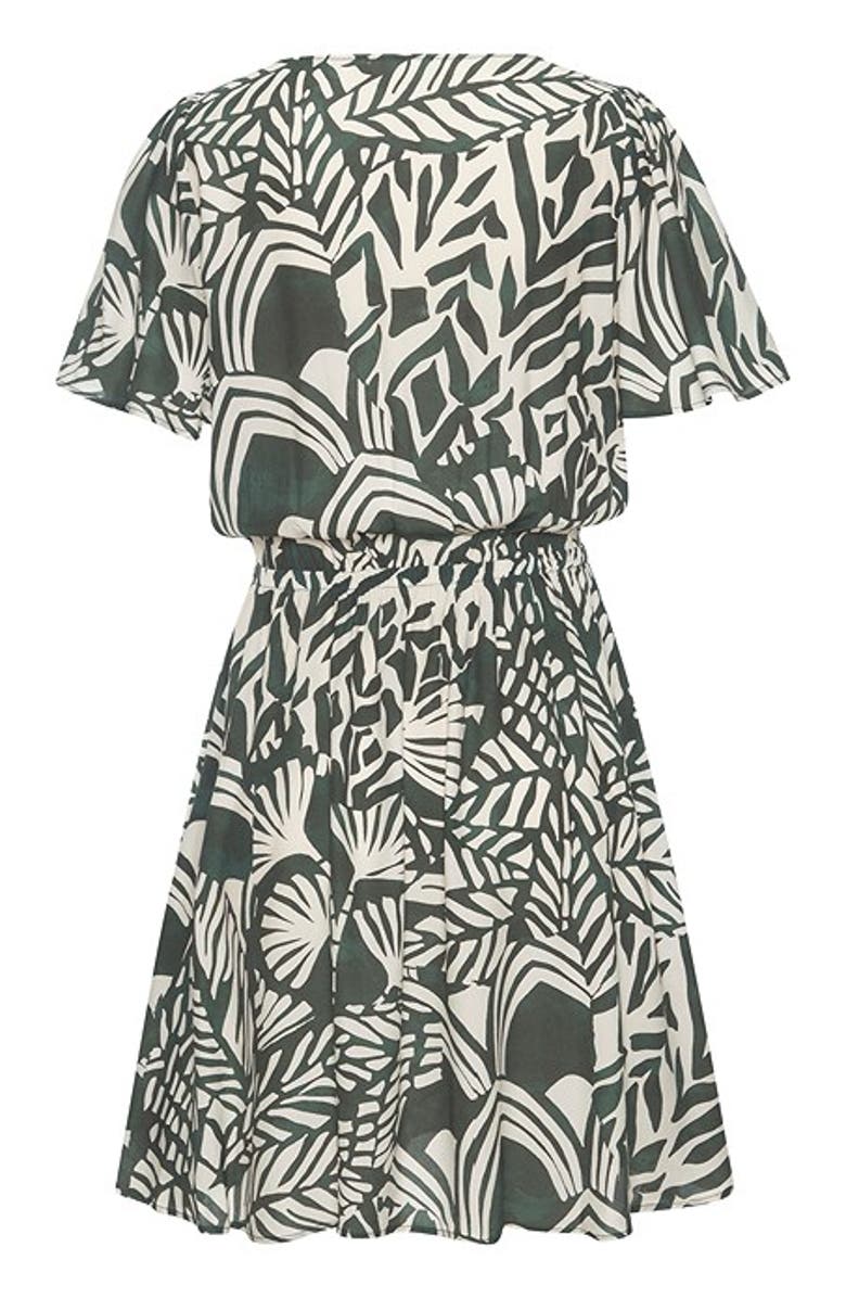 LASCANA Women's Print V-Neck Dress, Alternate, color, Green Ivory