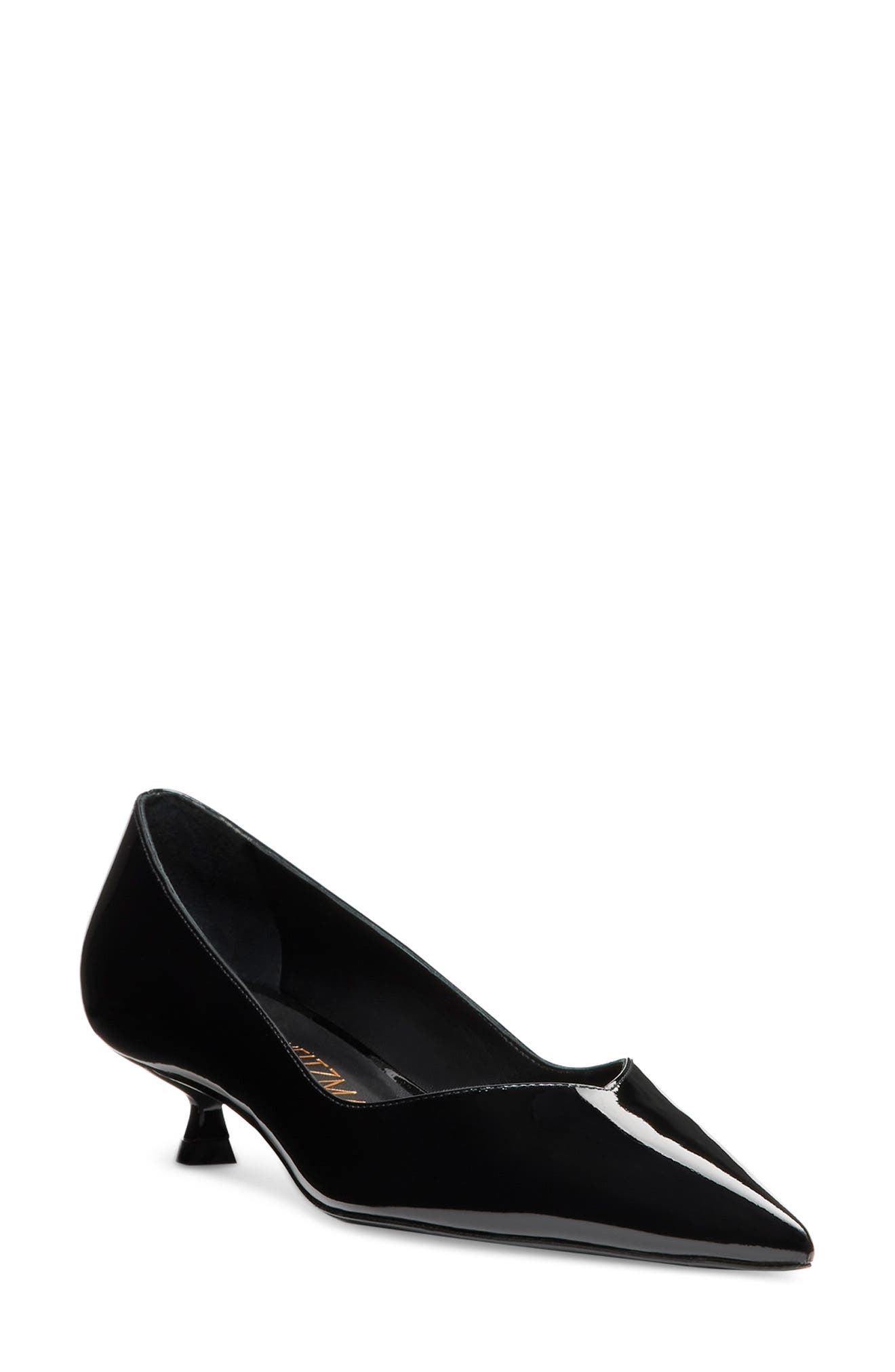 Stuart Weitzman Eva Kitten Heel Pointed Toe Pump