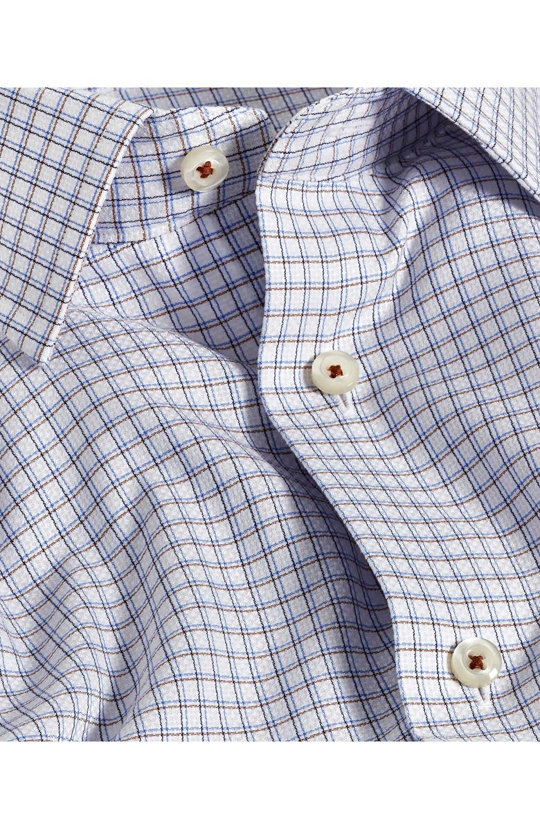 David Donahue Trim Fit Dobby Check Dress Shirt, Alternate, color, White/ Chocolate