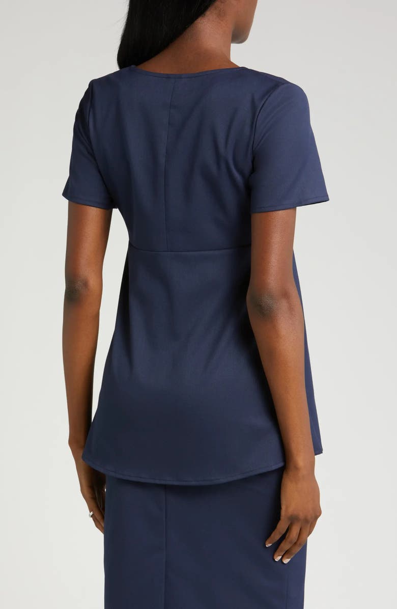 Marion Women's Short Sleeve Empire Waist Maternity & Nursing Suit Top in Italian Stretch Fabric, Alternate, color, Navy