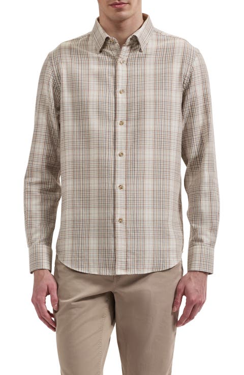 Karl Plaid Long Sleeve Cotton Shirt