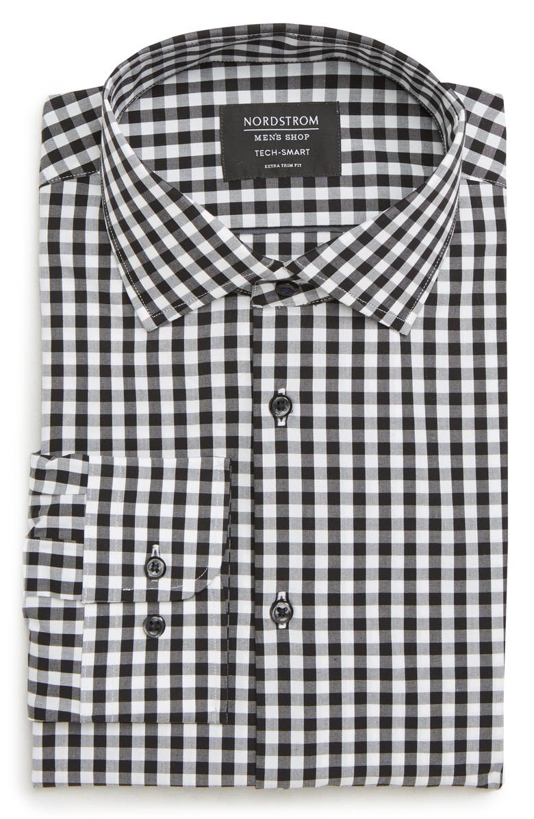 NORDSTROM MEN'S SHOP Tech-Smart Extra Trim Fit Stretch Check Dress Shirt, Main, color, 