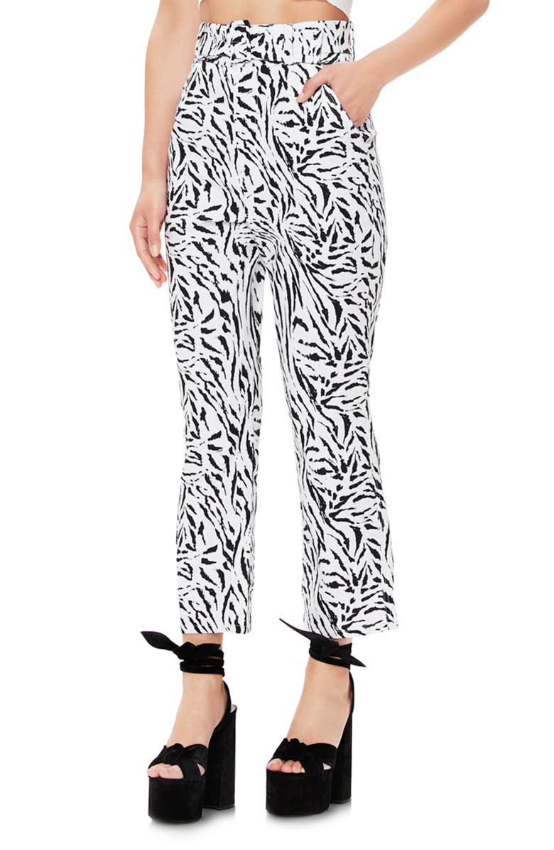 AFRM Rayna Belted Linen Blend Crop Flare Pants, Alternate, color, 