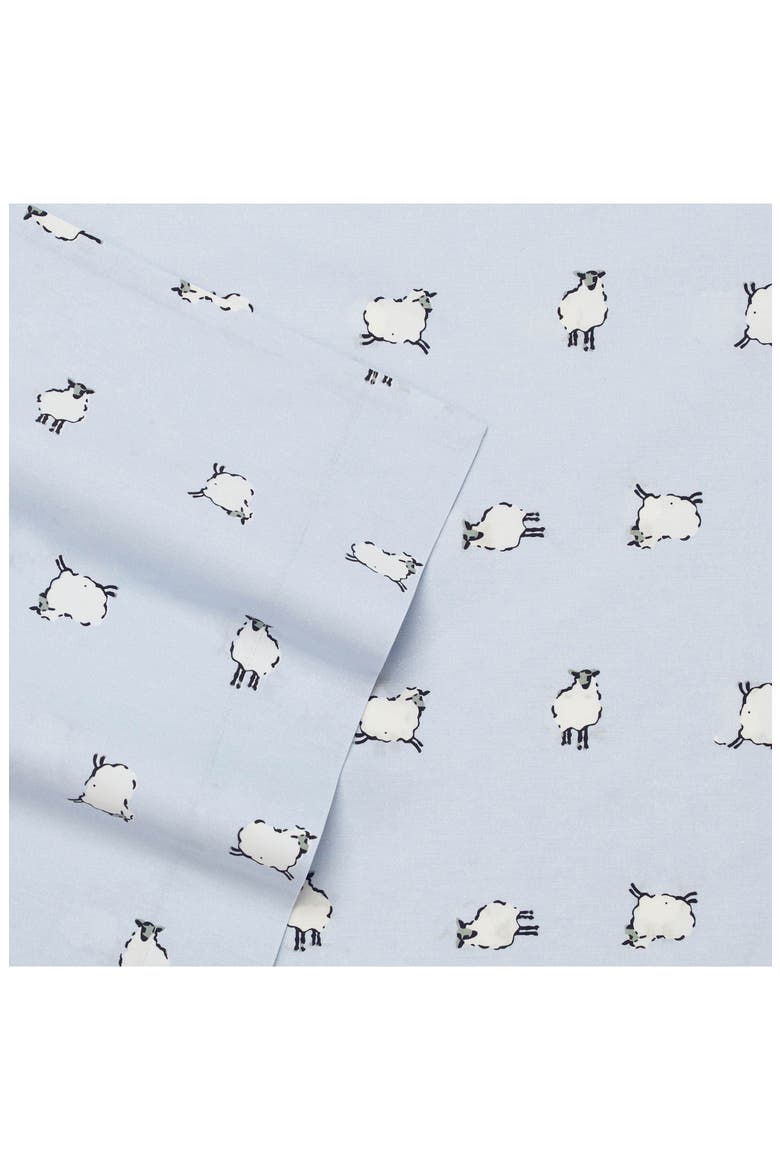 Sheep Print 200 Thread Count Cotton Percale Sheet Set, Alternate, color, LIGHT PASTEL BLUE