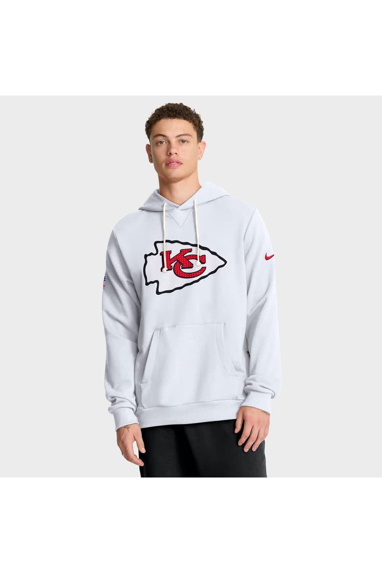 Men's Nike White Kansas City Chiefs Sideline Initial Home Performance Pullover Hoodie, Main, color, White
