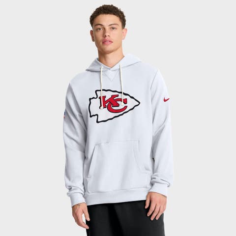 Men's Nike White Kansas City Chiefs Sideline Initial Home Performance Pullover Hoodie