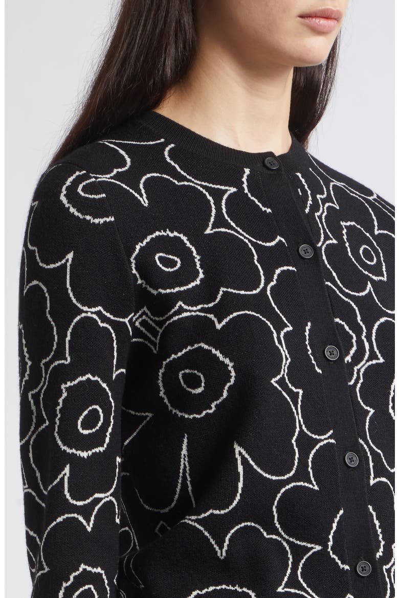 Unikko Floral Cardigan, Alternate, color, BLACK OFF WHITE