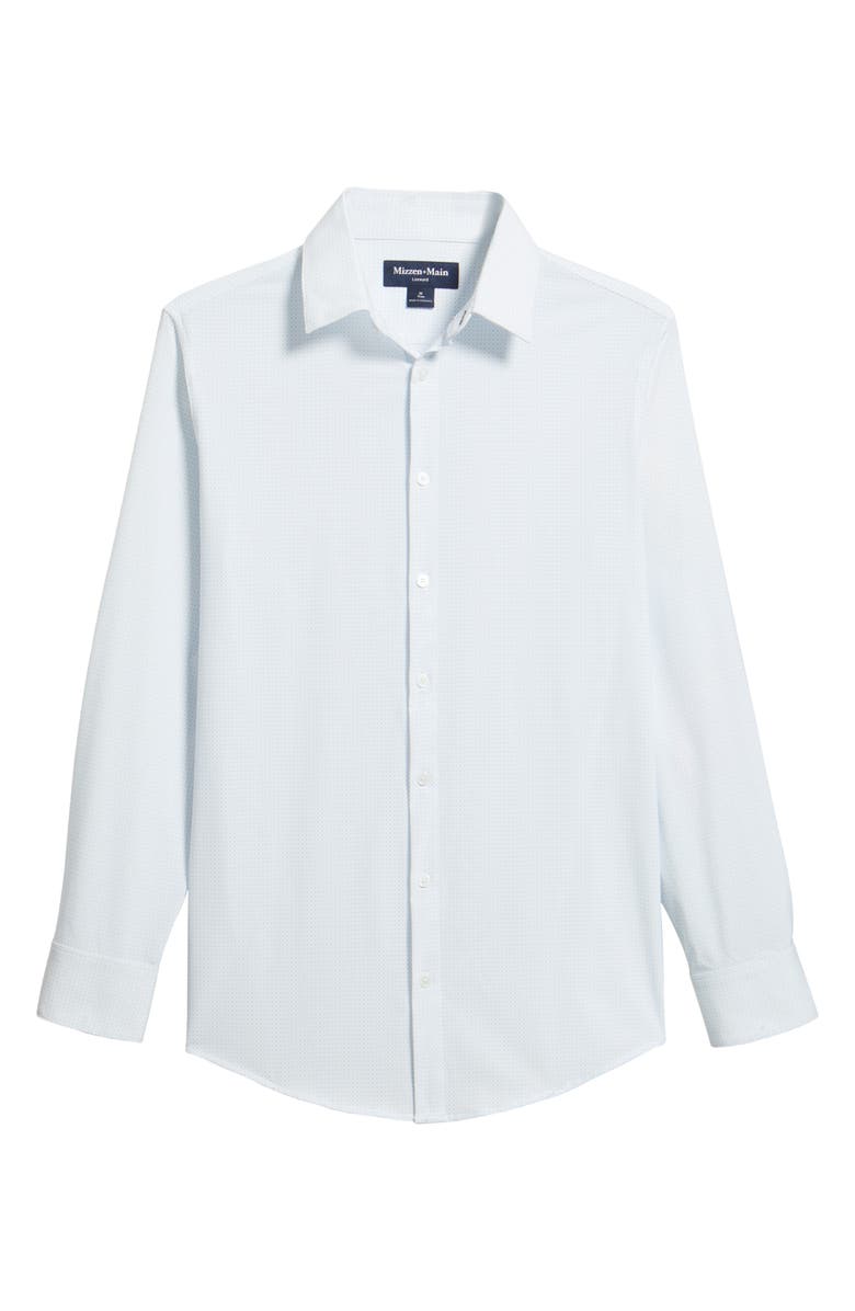 Mizzen+Main Leeward Trim Fit Dot Performance Button-Up Shirt, Alternate, color, Cloud Blue Clover Dot