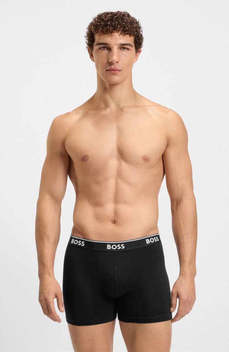BOSS Assorted 3-Pack Power Stretch Cotton Boxer Briefs, Alternate, color, Blue Multi