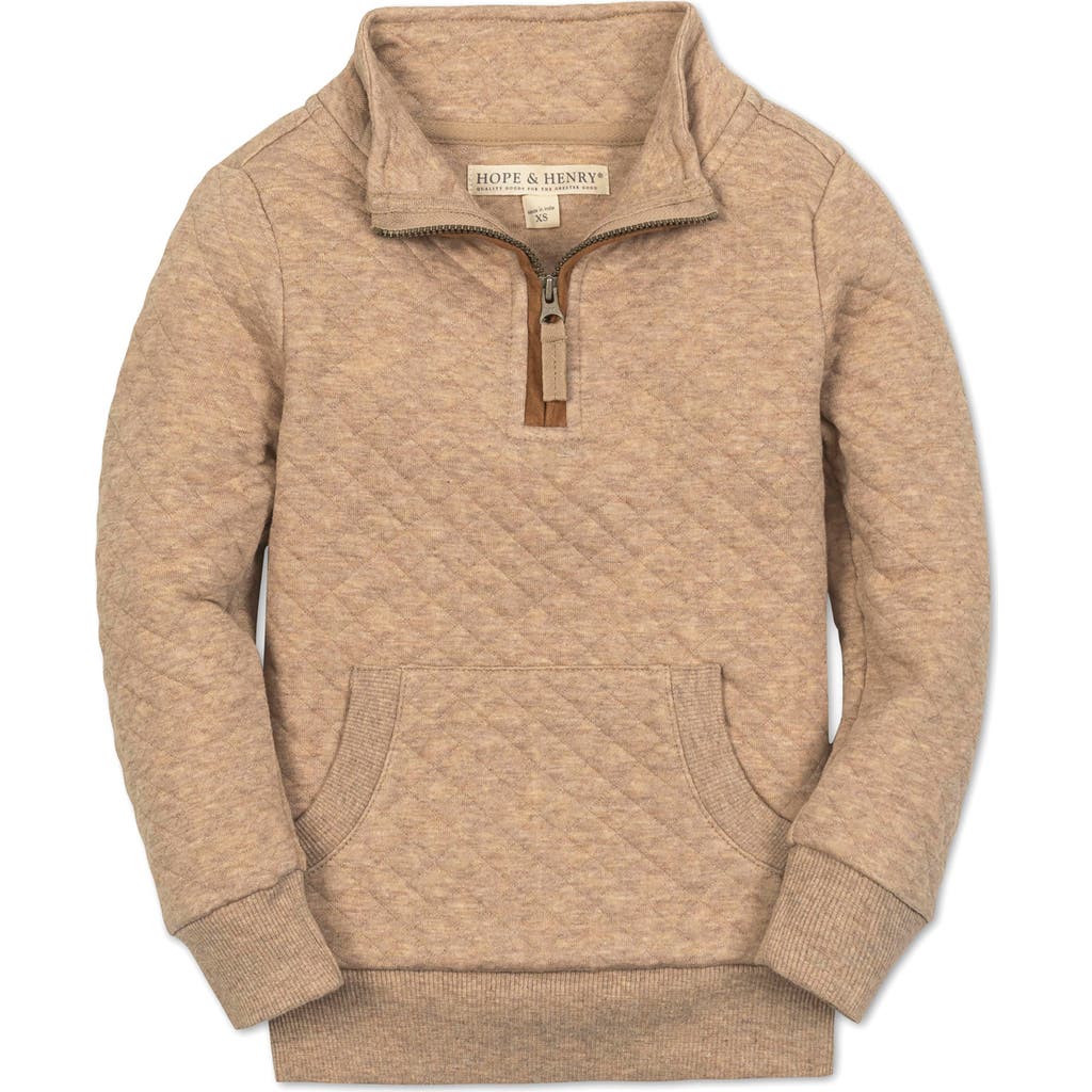 Hope & Henry Kids' Long Sleeve Quilted Kanga Half Zip Pullover In Brown
