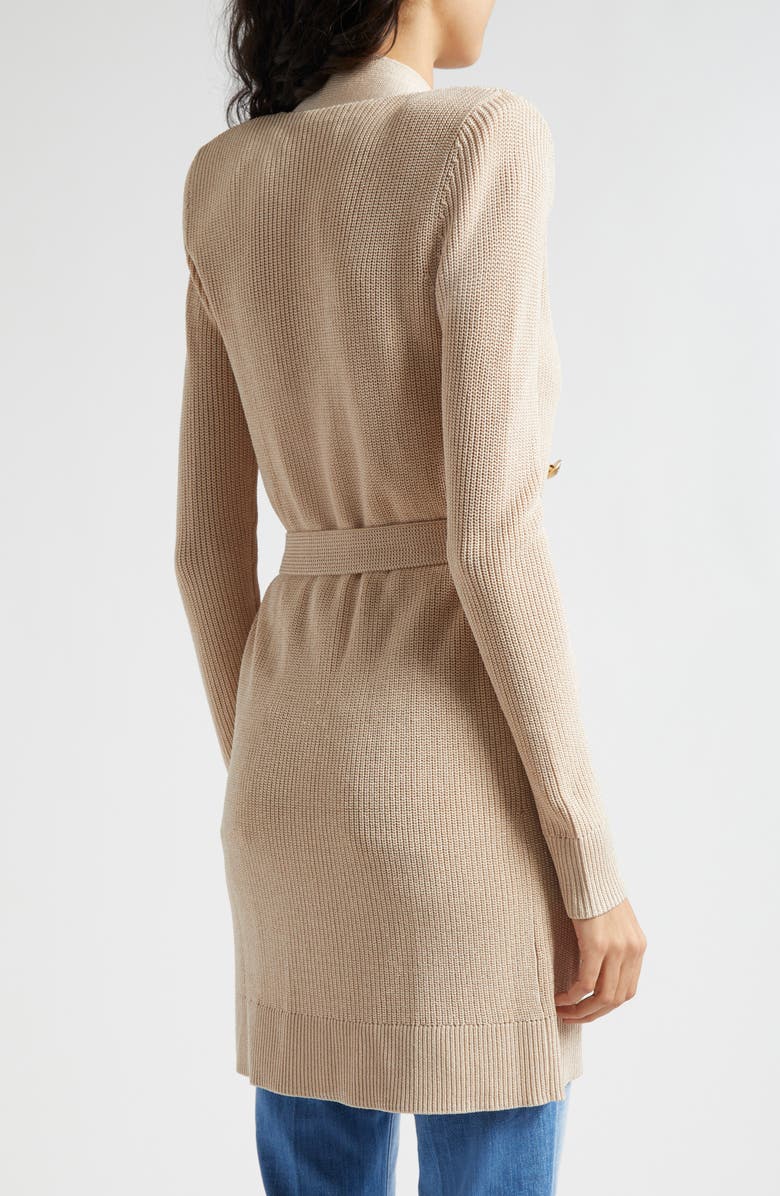 L'AGENCE Noe Metallic Double Breasted Rib Cardigan, Alternate, color, Pecan