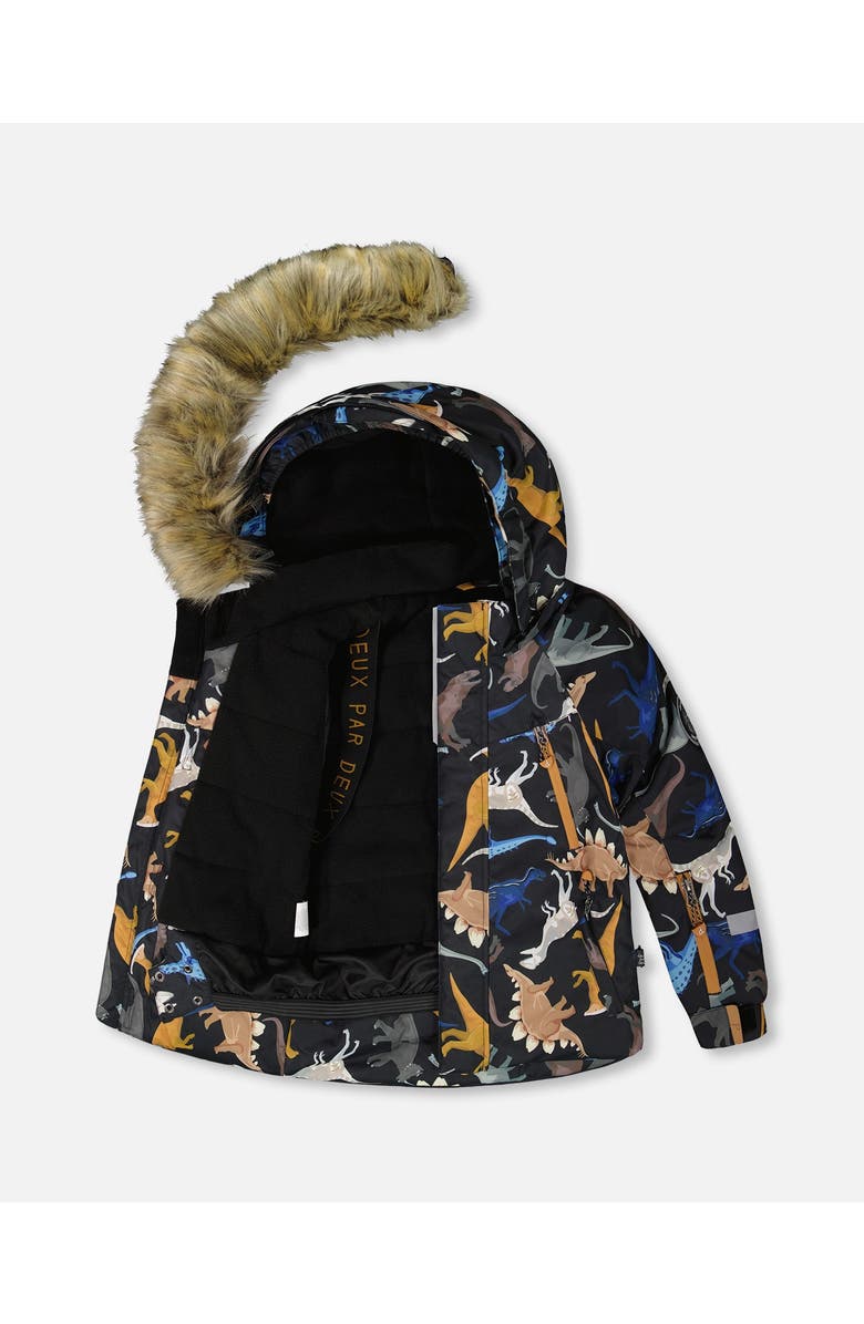 Deux par Deux Two-Piece Play Snowsuit with Dinosaurs Jacket, Main, color, Brown Sugar