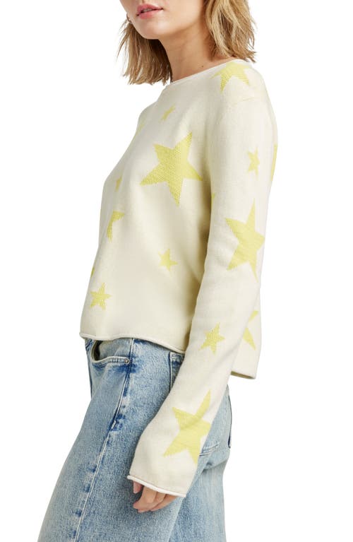 Splendid Stevie Star Sweater In Moonstone/chartreuse