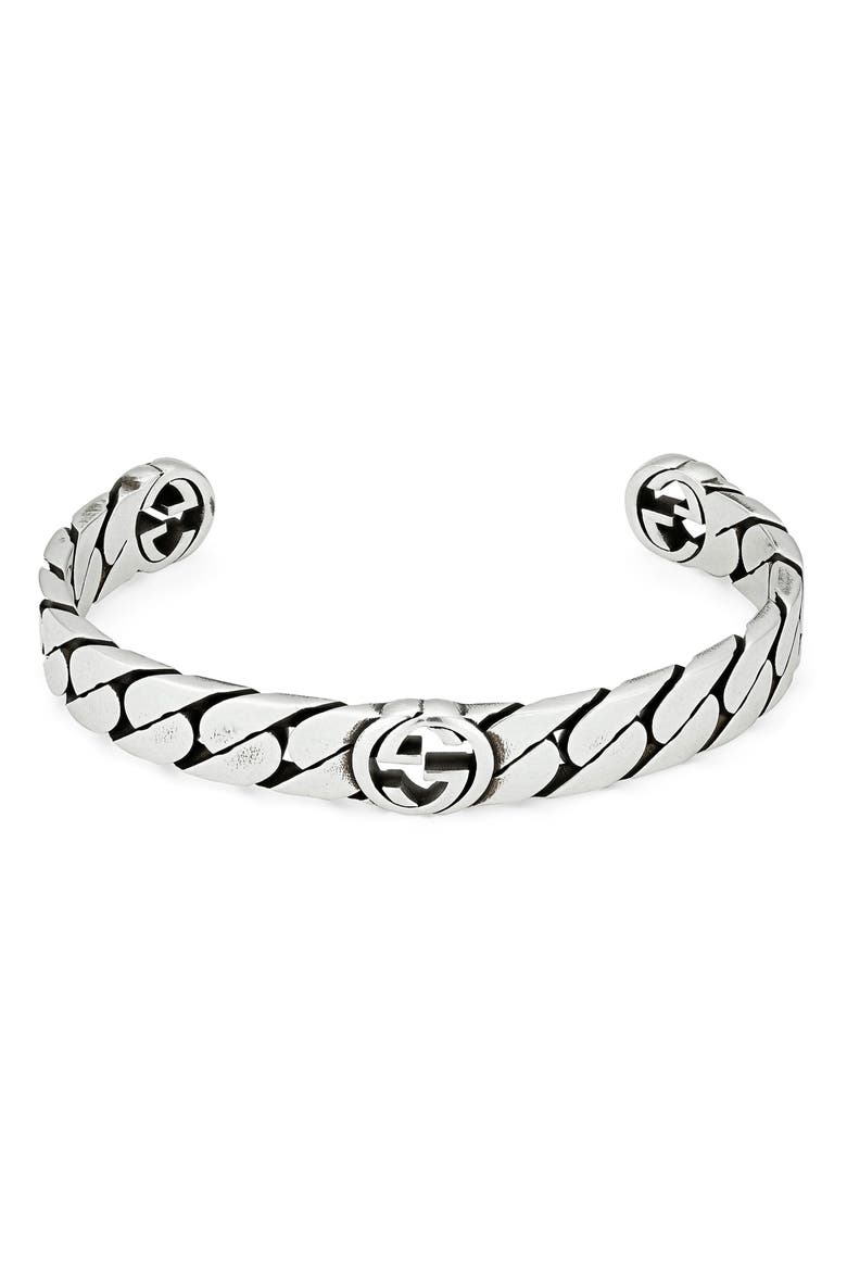 Men's Interlocking-G Cuff Bracelet, Alternate, color, SILVER