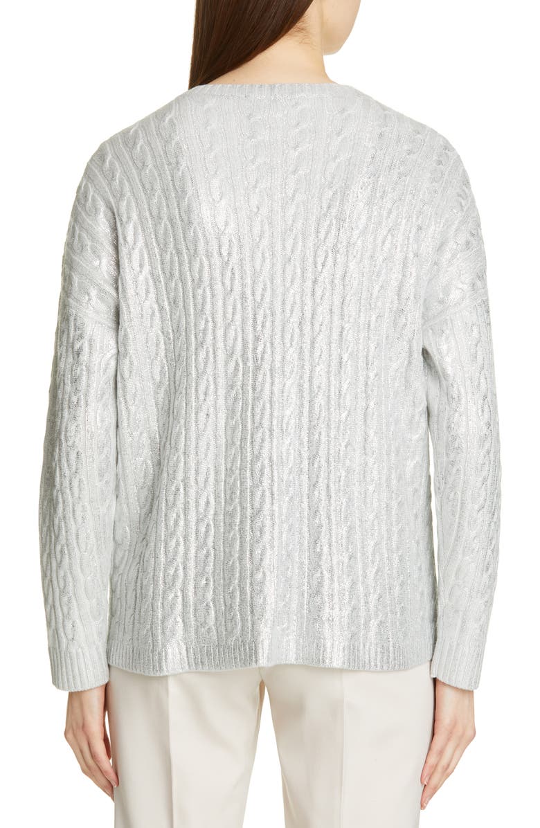Fabiana Filippi Laminated Cashmere Cardigan, Alternate, color, Silver
