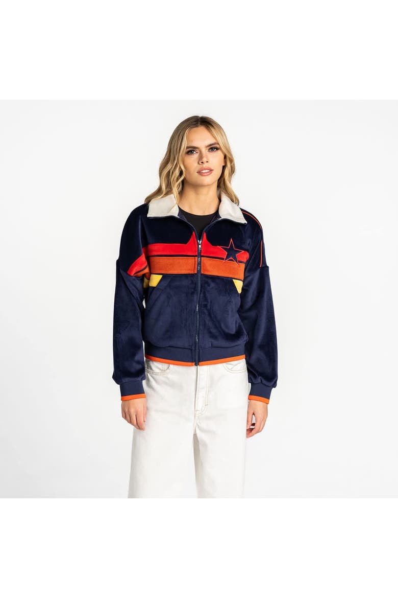 Women's The Wild Collective  Blue Houston Astros Velvet Cord Full-Zip Jacket, Main, color, Blue