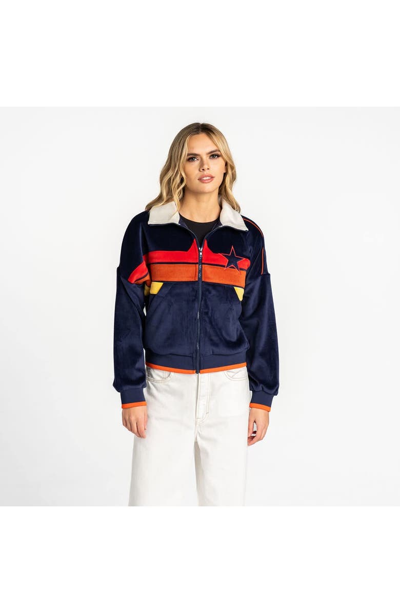 THE WILD COLLECTIVE Women's The Wild Collective  Blue Houston Astros Velvet Cord Full-Zip Jacket, Main, color, Blue