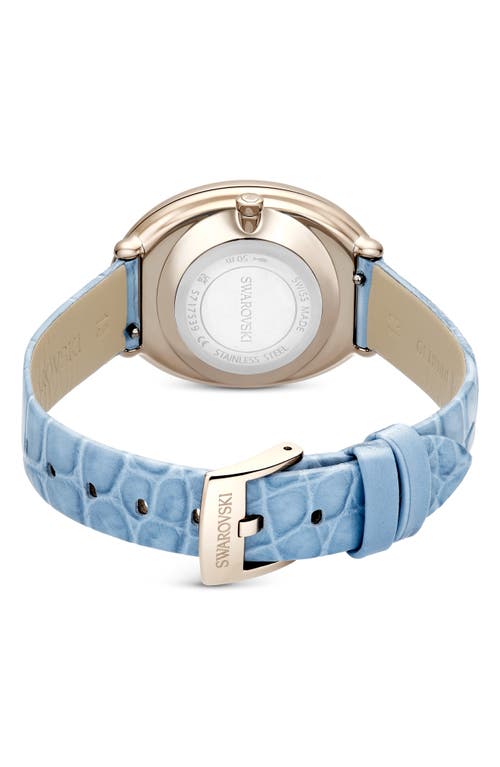Swarovski Imber Oval Leather Strap Watch, 24mm X 26.3mm In Blue