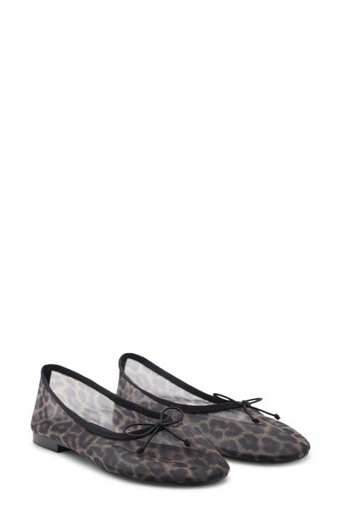 Animal Print Mesh Ballerina Flat (Women)