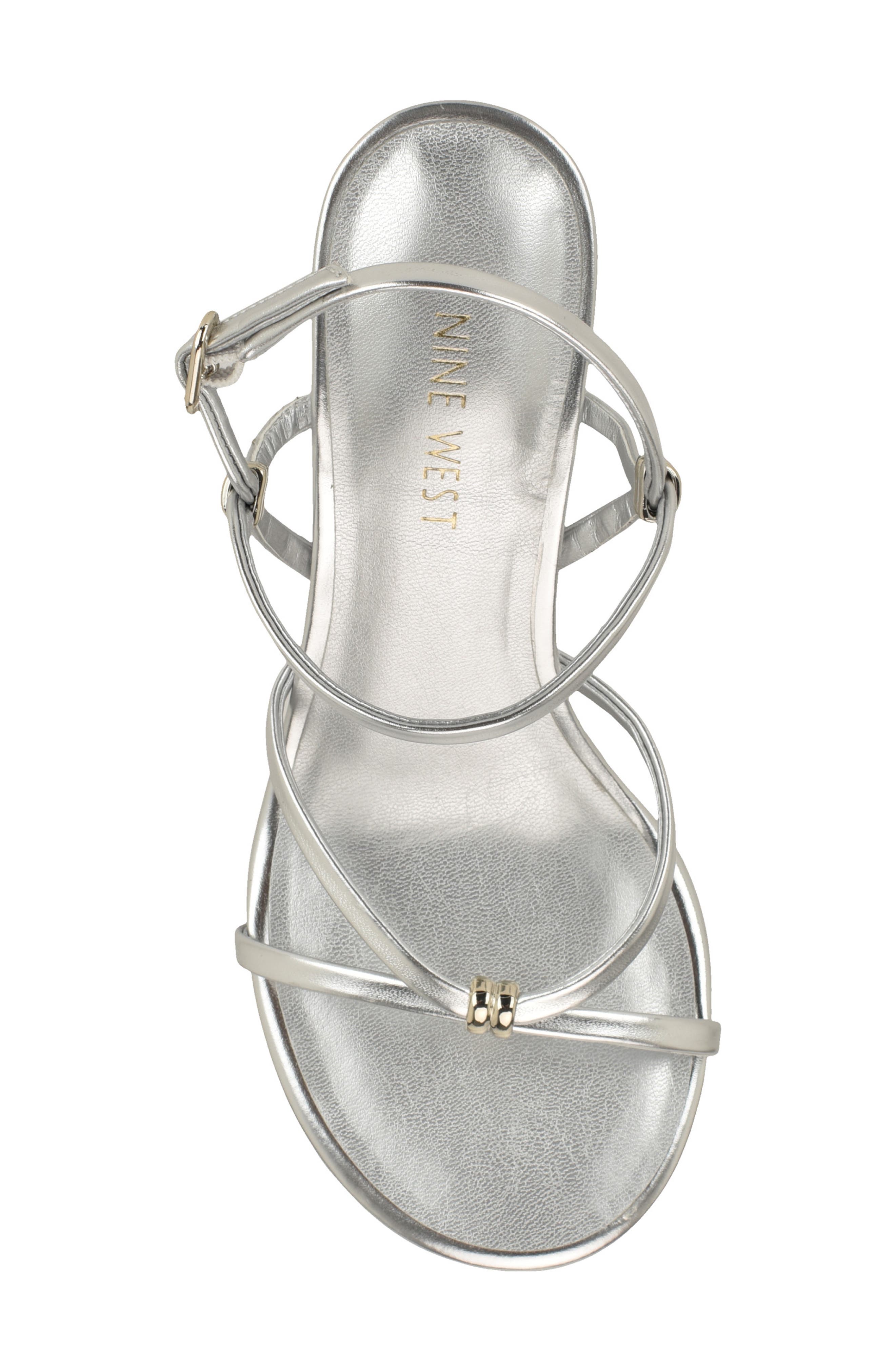 Deklyn Faux Leather Wedge Sandal, Alternate, color, SILVER