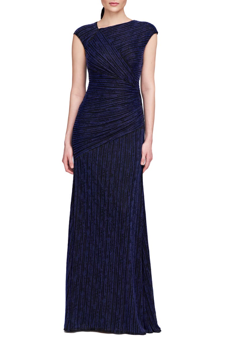 Theia Raya Beaded Asymmetric Draped Gown, Main, color, 