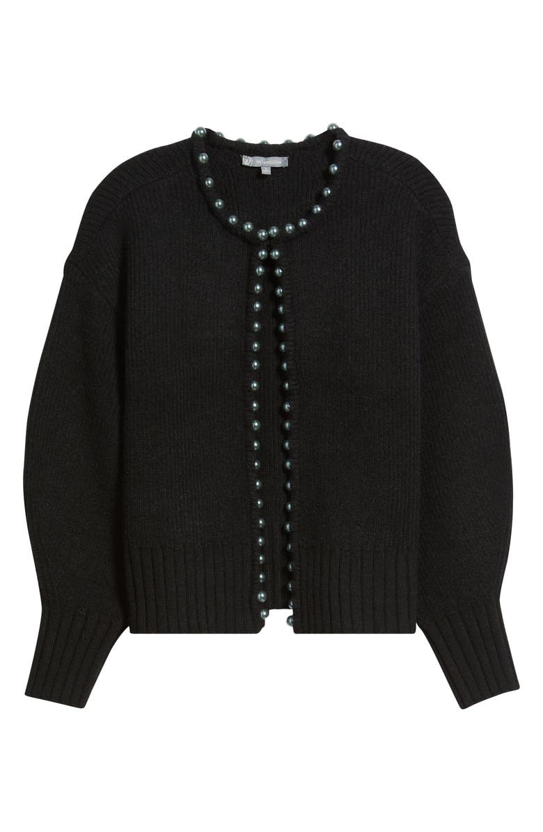 Wit & Wisdom Faux Pearl Trim Cardigan, Alternate, color, Black
