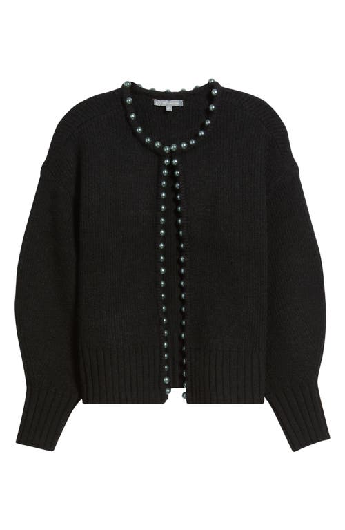 Wit & Wisdom Faux Pearl Trim Cardigan In Black
