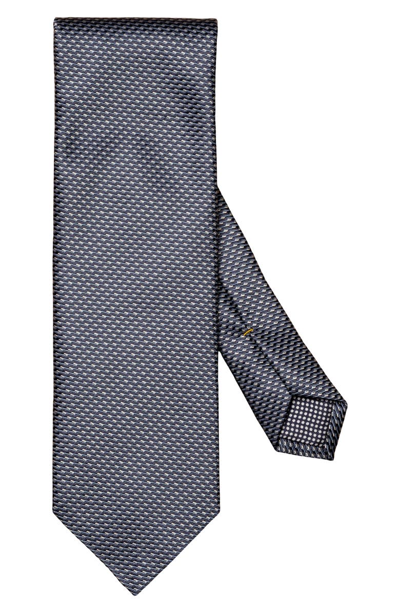 Eton Geometric Silk Jacquard Tie, Main, color, Navy Blue