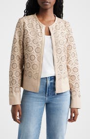 MAURITIUS Lacey Laser Cut Leather Jacket