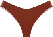 JOURNELLE Estelle Lace Trim Stretch Cotton Thong
