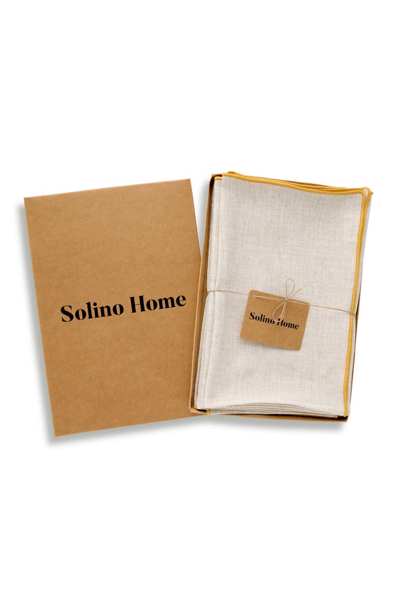 Solino Home Linen Dinner Napkins - Bianca Merrow Stitch, 20" x 20", Alternate, color, Light Natural