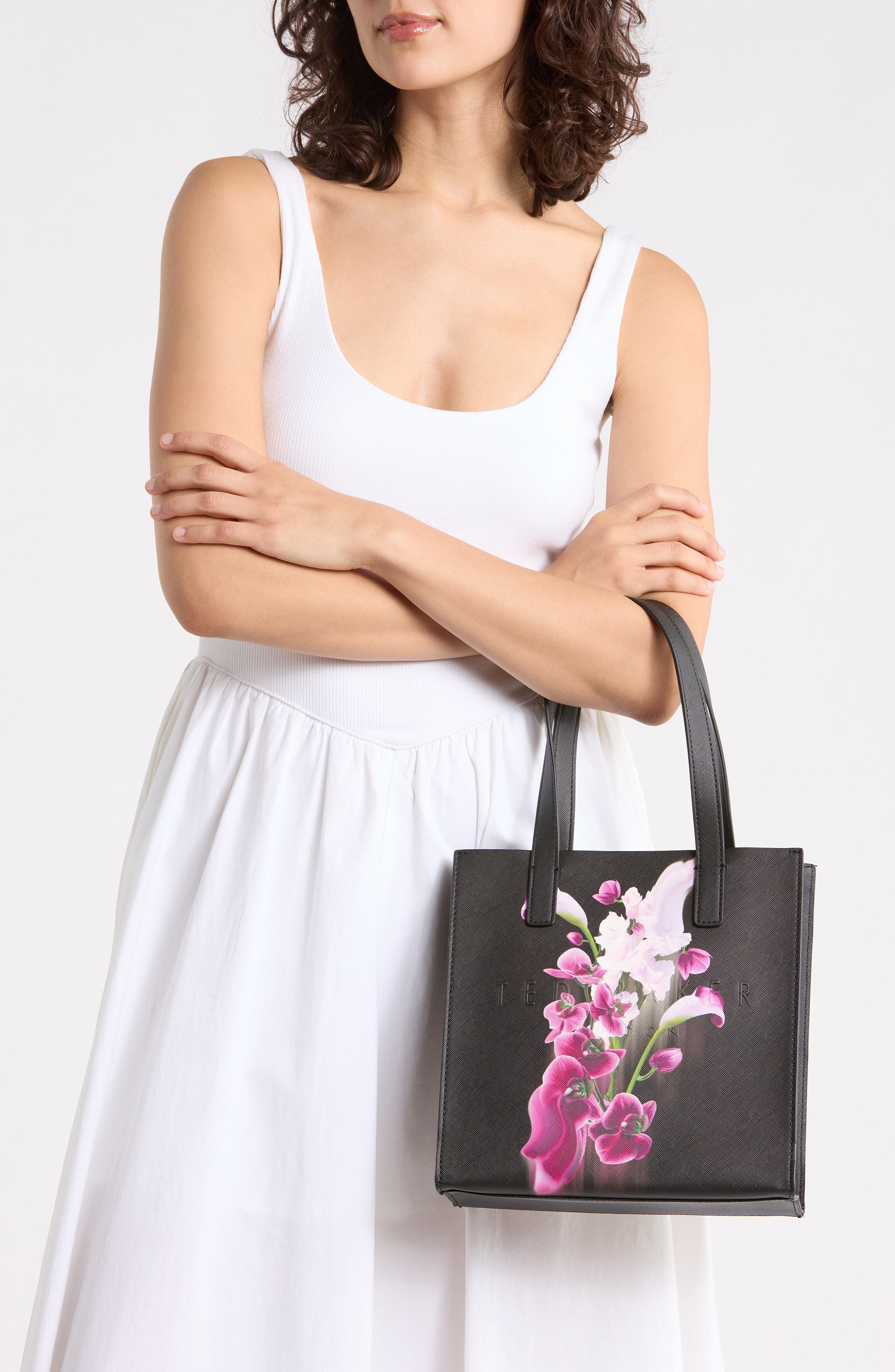 Seacon Floral Small Icon Tote, Alternate, color, BLACK OVERFLOW
