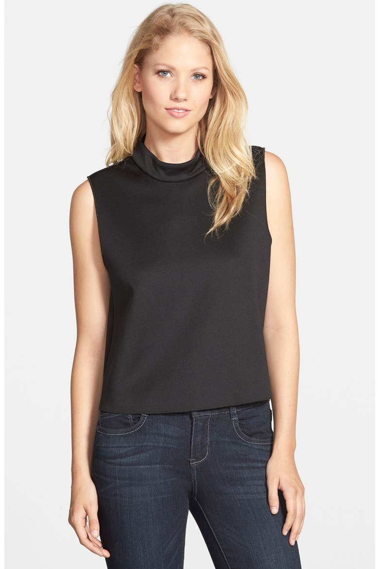 Mock Neck Sleeveless Shell, Main, color, RICH BLACK
