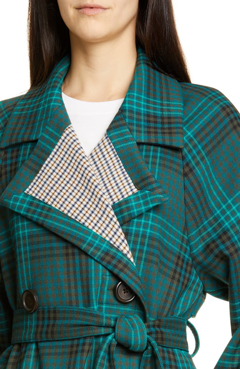 See by Chloé Belted Double Face Plaid Coat, Alternate, color, 