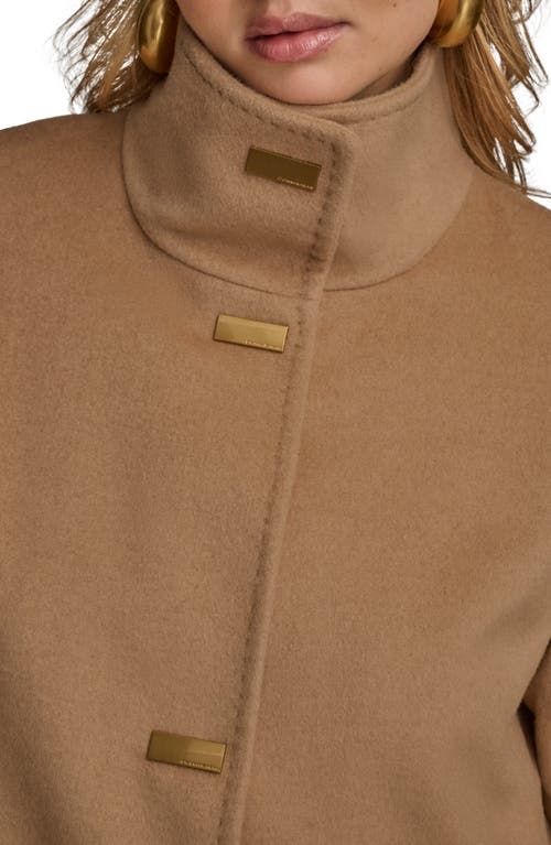 Donna Karan New York Convertible Collar Wool Blend Coat In Brown
